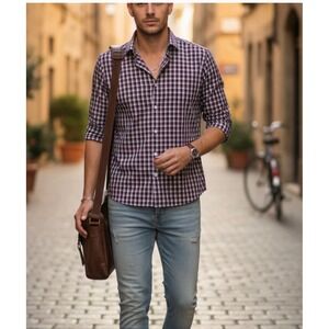 020-002 The Men's Wearhouse Pronto Uomo Men‎ Size 17 34/35 Button Shirt